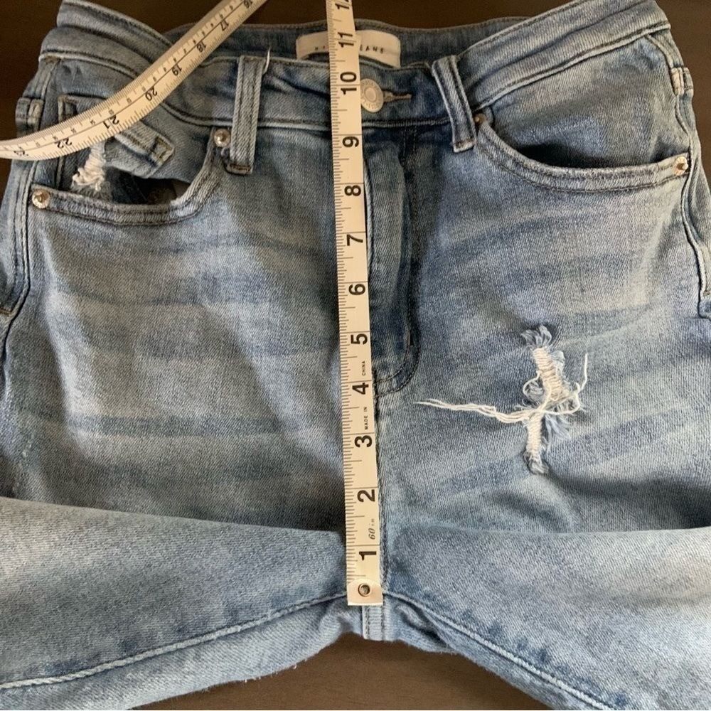 RISEN JEANS High Rise Distressed Raw Hem Straight Leg Jeans Size 5 / 27 - Picture 15 of 16